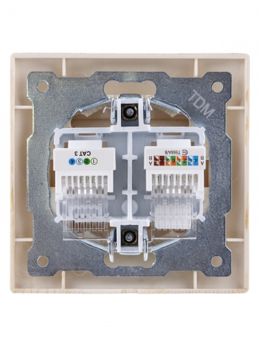 Розетка телефонная RJ11 + компьютерная RJ45 сосна , с/у, "Лама" (10/120) TDM (SQ1815-0319) фото 3