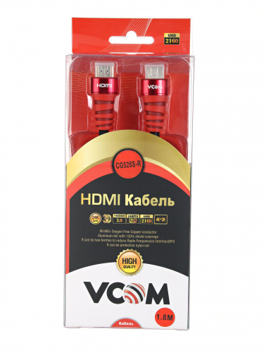 Кабель HDMI 19M/M ver. black and red 2.0, 1,8m VCOM <CG526S-R-1.8M> Blister (1/40) фото 3