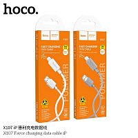 Кабель USB - 8 pin HOCO X107 Favor, 1.0м, 2.4А, цвет: белый (1/31/310) (6942007626262)