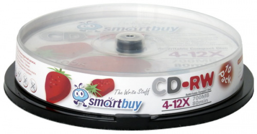 Диск Smartbuy CD-RW 80min 4-12x CB-10 (200) (SB000038)
