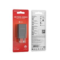Блок питания сетевой 1 USB Borofone BA19A, Nimble, 1A, пластик, цвет: чёрный (1/65/260) (6931474702586)