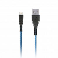 Кабель Smartbuy USB - 8 pin, "карбон", экстрапрочный, 1.0 м, до 2А, синий (iK-510n-2 blue)