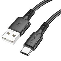 Кабель USB - Type-C Borofone BX80, 1.0м, круглый, 2.4A, силикон, цвет: чёрный (1/33/330) (6974443385229)