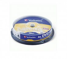 Диск VERBATIM DVD+RW 4.7 GB (4х) CB-10 (200) (43488)