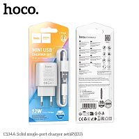 Блок питания сетевой 1 USB HOCO C134A Solid, 3000mA, пластик, 2.4A, кабель USB - 8 pin, цвет: белый (1/28/168) (6942007621328)