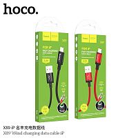 Кабель USB - 8 pin HOCO X89 Wind, 1.0м, 2.4A, ткань, цвет: чёрный (1/1000) (6931474784322)