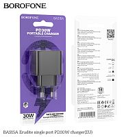 Блок питания сетевой 1 Type-C Borofone BAS15A Erudite, пластик, PD30Вт, QC3.0, цвет: чёрный (1/64/256) (6941991105005)