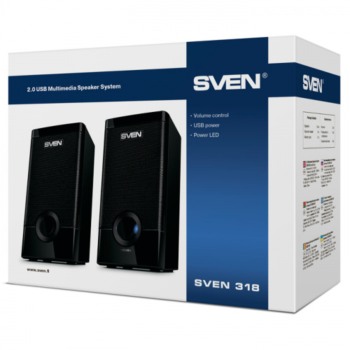 Акустическая система 2.0 SVEN 318, чёрный, (USB, мощность 2x2.5 Вт(RMS)) (1/20) (SV-015176) фото 3