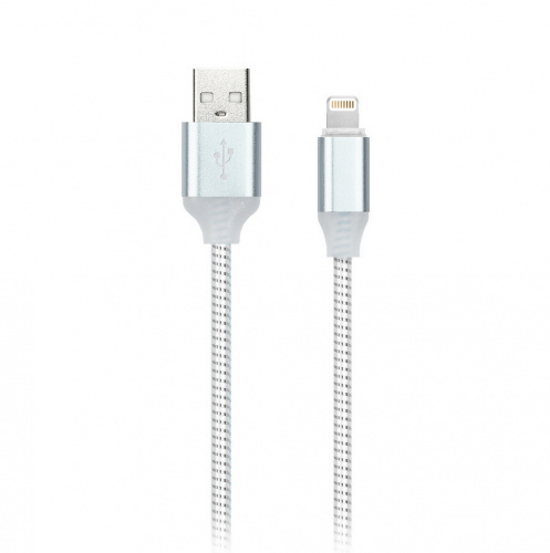 Дата-кабель Smartbuy USB - 8 pin, с индикацией, 1 м, белый, с мет. након. (iK-512ss white)