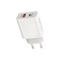 Сетевое зарядное устройство REXANT USB-A+USB-C адаптер, 18W белое (1/30) (18-2216)