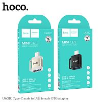 Переходник USB(f) - Type-C(m) HOCO UA31C, пластик, OTG, цвет: чёрный (1/46/276) (6942007628129)