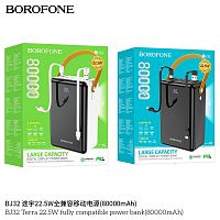 Мобильный аккумулятор Аккумулятор внешний Borofone BJ32 Terra, 80000mAh, пластик,  PD22,5Вт, 2 USB выхода, 2 Type-C, 3.0A, цвет: белый (1/10) (6941991100079)