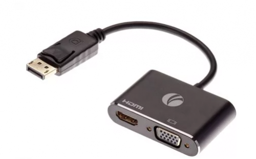 Кабель-переходник miniDisplayPort(M) ---> HDMI(F)+VGA(F)4K@30Hz VCOM Allum shell<CG646M-0.15> (1/135)