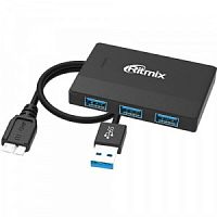 USB-HUB RITMIX CR-3403, черный, 4 × USB 3.0 (мама) (1/80) (15119512)