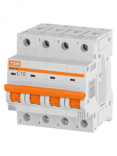Автоматический выключатель ВА47-60 4Р 10А 6кА х-ка С TDM (1/15) (SQ0223-0123) фото 7
