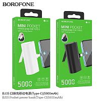 Мобильный аккумулятор Аккумулятор внешний Borofone BJ35 Pocket, 5000mAh, пластик, 1 выход Type-C, 2.0A, цвет: чёрный (1/42) (6941991103063)