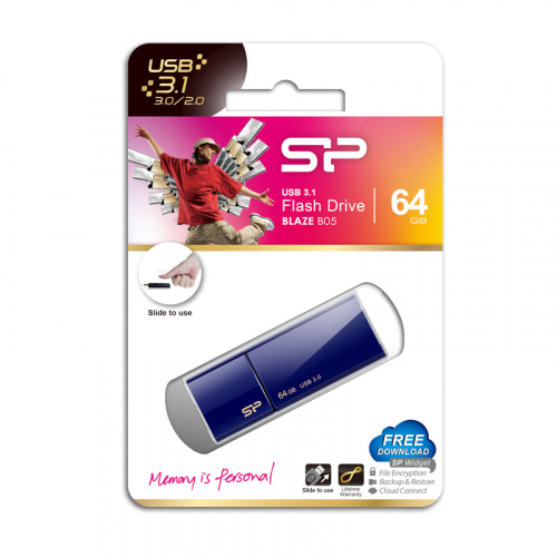 Флеш-накопитель USB 3.0  64GB  Silicon Power  Blaze B05  синий (SP064GBUF3B05V1D) фото 12