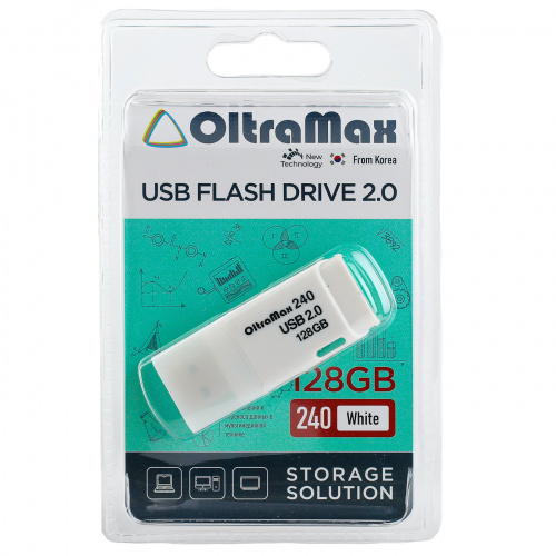 Флеш-накопитель USB  128GB  OltraMax  240  белый (OM-128GB-240-White) фото 4