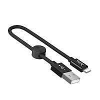 Кабель USB - 8 pin HOCO X35 Premium, 0.25м, круглый, 2.4A, ткань, цвет: чёрный (1/31/310) (6931474707413)