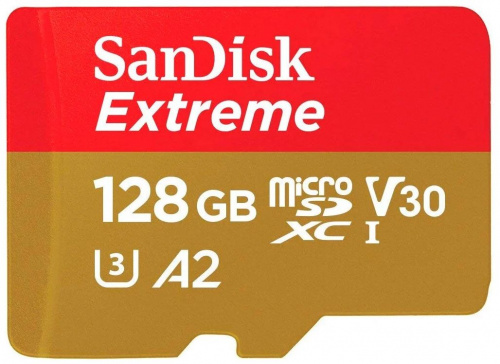 Карта памяти MicroSD  128GB  SanDisk Class 10 Extreme A2 UHS-I U3 (190/90 Mb/s) без адаптера (SDSQXAA-128G-GN6MN)