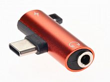 Переходник USB3.1 Type-C 2 in 1 audio+PD charging красный <TA433-R> (TA433M-R)