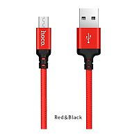 Кабель USB - микро USB HOCO X14 Times speed, 1.0м, круглый, 2.0A, ткань, цвет: красный (1/33/330) (6957531062851)