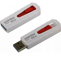 Флеш-накопитель USB 3.0  64GB  Smart Buy  Iron  белый/красный (SB64GBIR-W3)