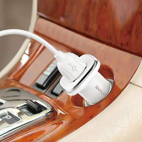 Блок питания автомобильный 1 USB Borofone BZ12A, Lasting power, 3A, пластик, QC3.0, кабель Type-C, цвет: белый (1/44/176) (6931474708700) фото 10