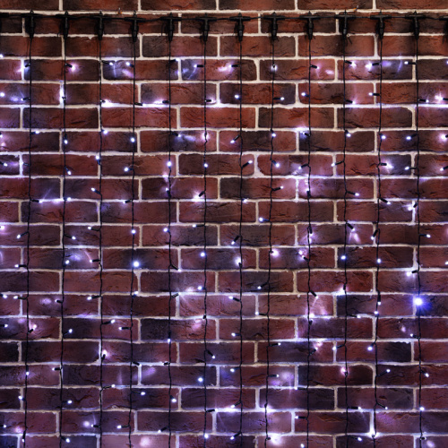 Гирлянда NEON-NIGHT "Светодиодный Дождь" 2х6м, постоянное свечение, черный провод, 230 В, диоды БЕЛЫЕ, 1140 LED (1/4) (235-165)