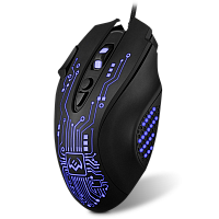 Мышь проводная игровая SVEN RX-G715 (7+1кл., бесш. кл., 1200-3200 DPI, SoftTouch, подсветка, игров. упак), черный (1/20) (SV-019938)