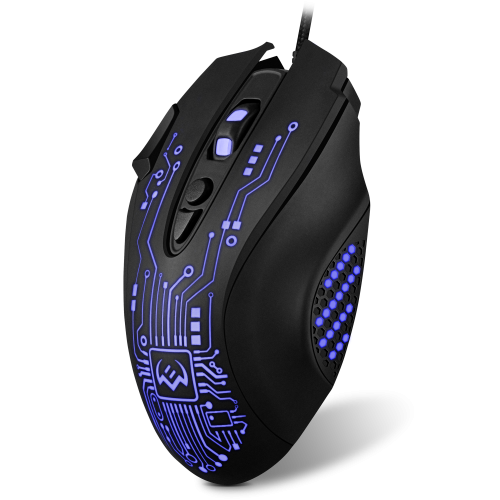 Мышь проводная игровая SVEN RX-G715 (7+1кл., бесш. кл., 1200-3200 DPI, SoftTouch, подсветка, игров. упак), черный (1/20) (SV-019938)