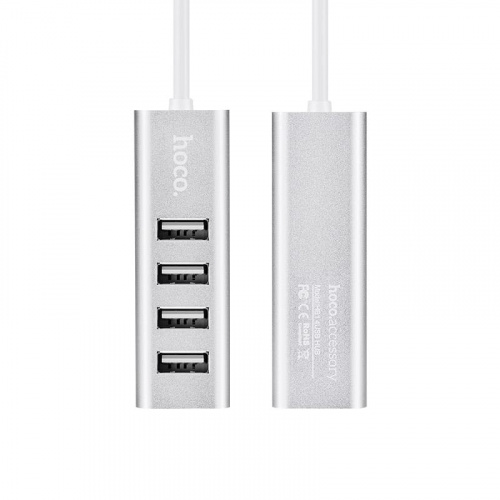 USB-концентратор HOCO HB1, 4 гнезда, 1 USB выход, цвет: белый (1/12/120) (6957531038146) фото 2