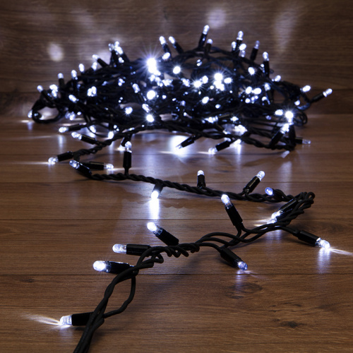 Гирлянда NEON-NIGHT модульная «Дюраплей LED» 10 м, 200 LED, черный каучук, цвет свечения белый с эффектом мерцания  (1/10) (315-195)