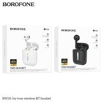 Наушники внутриканальные Borofone BW38 Joy, пластик, bluetooth 5.3, микрофон, цвет: чёрный (1/23/138) (6941991101731)