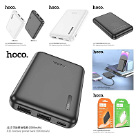 Мобильный аккумулятор Аккумулятор внешний HOCO J115 Journey, 5000mAh, пластик, алюминий, 2 USB выхода, 2.0А, цвет: белый (1/94) (6942007602365)