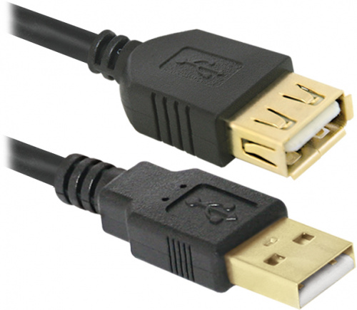 Кабель-удлинитель DEFENDER USB02-06PRO USB2.0, AM-AF, черный, 1.8м.(1/51) (87429) фото 3