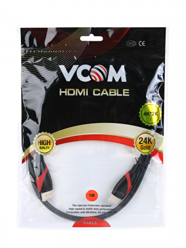 Кабель VCOM HDMI 19M/M ver. 2.0 black red, 1m (1/70) (CG525-R-1.0) фото 3