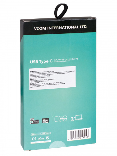 Адаптер Type-Cm --> 6в1 RJ-45+3USB3.0(f) +PD+HDMI1.4 Alum  Shell VCOM <CU459> фото 2