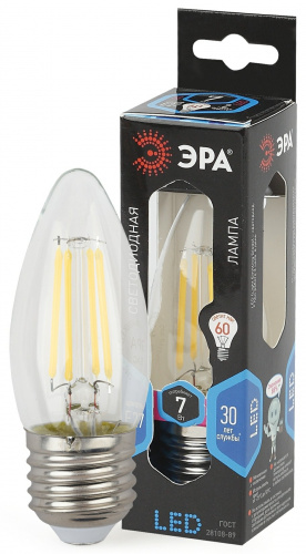Лампа светодиодная ЭРА F-LED B35-7W-840-E27 Е27 / Е27 7Вт филамент свеча нейтральный белый свет (1/100) (Б0027951) фото 5