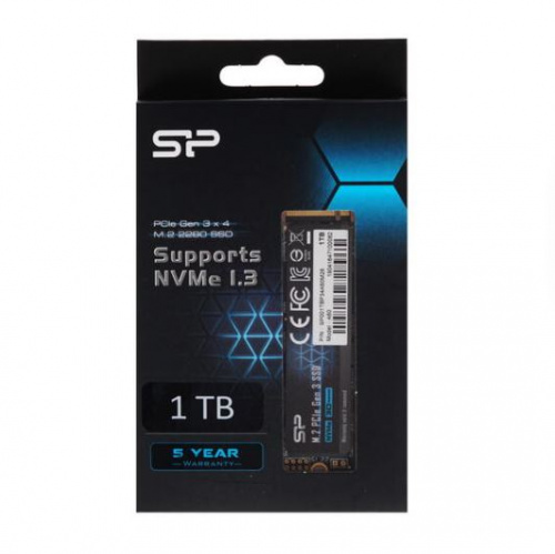 Внутренний SSD  Silicon Power 1TB  A60, PCIe 3x4, R/W - 2200/1600 MB/s, (M.2), 2280, TLC 3D NAND (SP001TBP34A60M28)